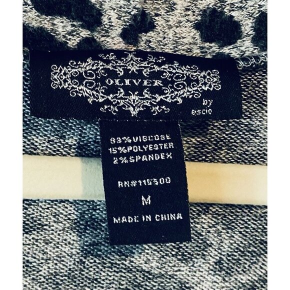 Oliver by Escio Cardigan Sweater Womens Medium Gray Animal Print Longline Duster - Picture 4 of 6